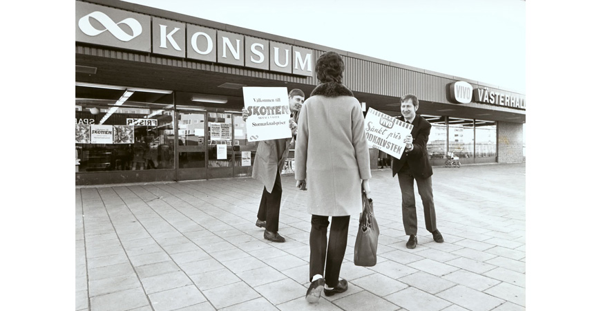 Motala, 1968-75 ca, konkurrens mellan Konsum och Vivo.