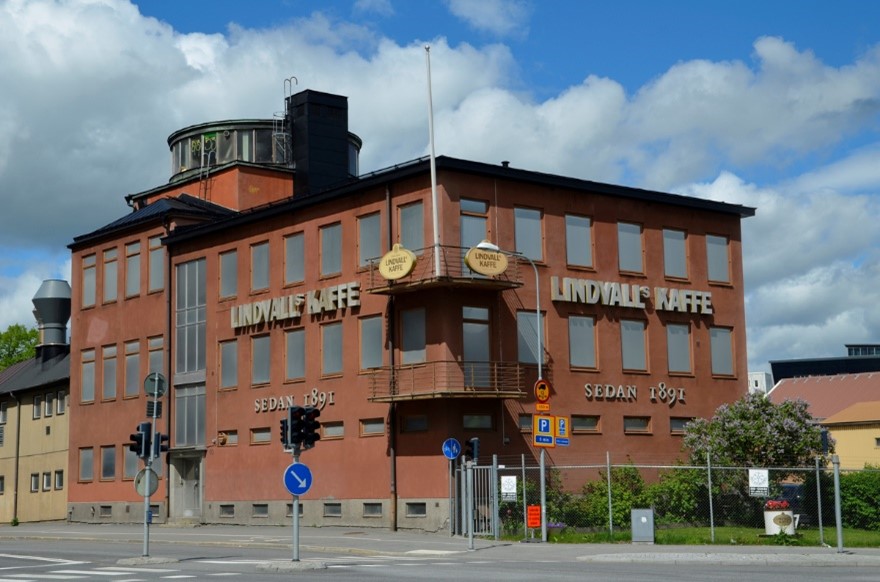 Byggnaden för Lindvalls Kaffe.